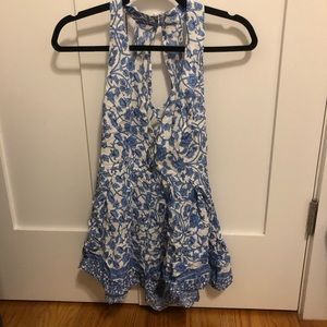 Blue & White Floral Romper - LF